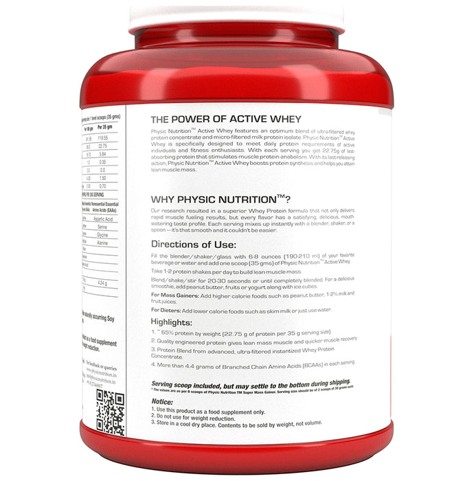 Physic Nutrition Active Whey Next Level Supplement Powder Vanilla