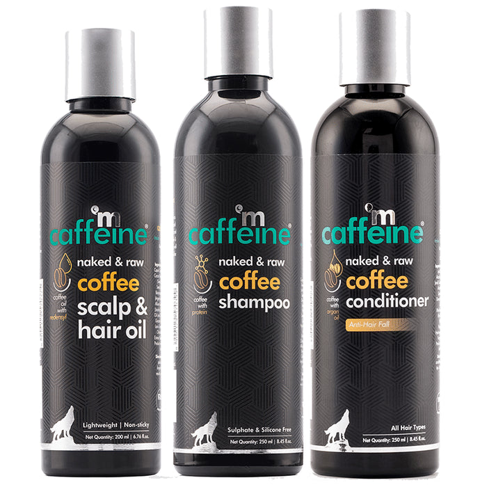 mCaffeine Coffee Hair Spa & Hair Fall Control Kit (Scalp Hair Oil 200ml, Shampoo 250ml & Conditioner 250ml) - Classic Derma