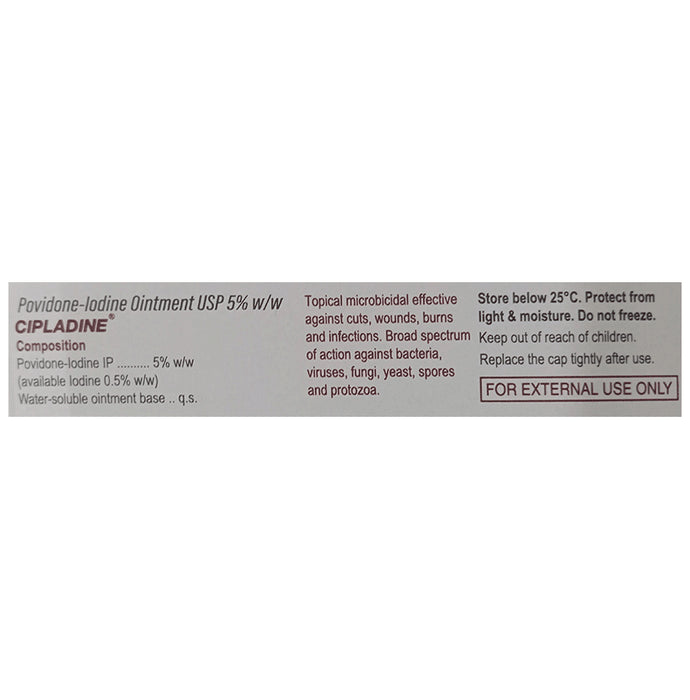 Cipladine Water Soluble Microbicidal Povidone lodine Ointment