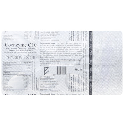 Physiovits Q10 Coenzyme Q 10 Softgel Capsule