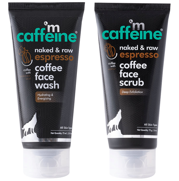 mCaffeine Combo Pack of Coffee Face Wash (75ml) & Espresso Face Scrub (75gm) - Classic Derma