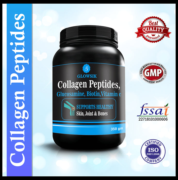 Glowsik Collagen Peptides, Glucosamine, Biotin, Vitamin C Powder