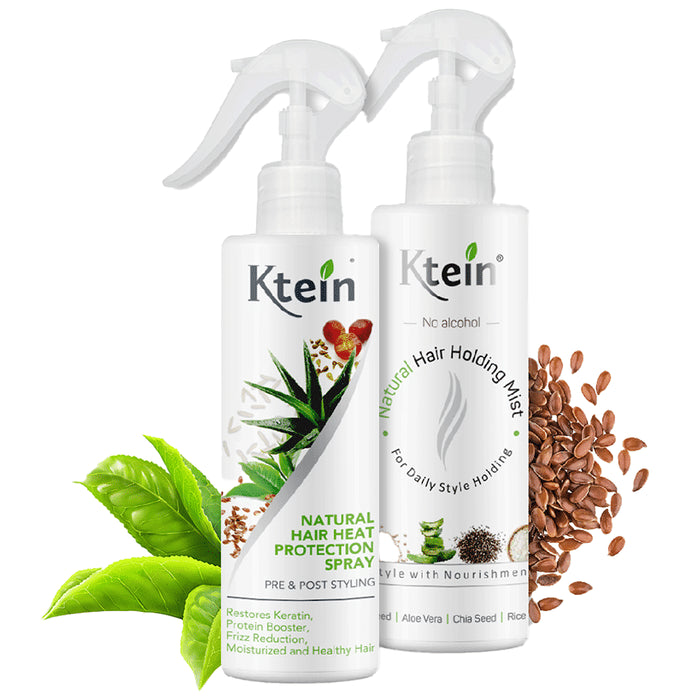 Ktein Combo Pack of Natural Hair Heat Protection Spray & Natural Hair Holding Mist Spray (200ml Each) - Classic Derma