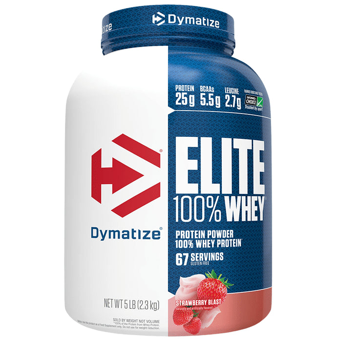Dymatize Nutrition Elite 100% Whey Protein | With BCAAs & Leucine | For Muscle Recovery | Powder Strawberry Blast - Classic Derma