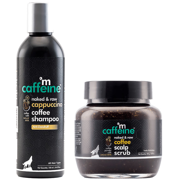 mCaffeine Ultimate Dandruff Care Kit (Cappuccino Coffee Shampoo 250ml & Coffee Scalp Scrub 250gm) - Classic Derma