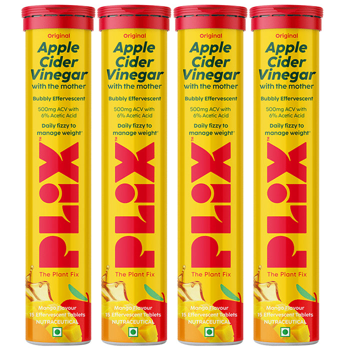 Plix Original Apple Cider Vinegar with the Mother Bubbly Effervescent Tablet Mango - Classic Derma