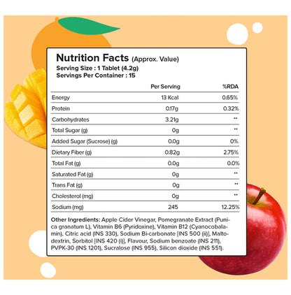 Plix Original Apple Cider Vinegar with the Mother Bubbly Effervescent Tablet Mango