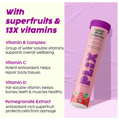Plix Super Multi Vitamin Bubbly Effervescent Tablet Juicy Watermelon