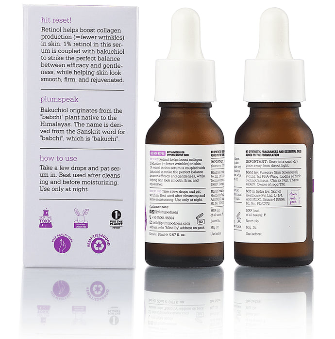 Plum Bakuchiol & Retinol 1% Mandarin & Vitamin C 15% Face Serum | Fragrance-Free | Glow Boost Face Care Product