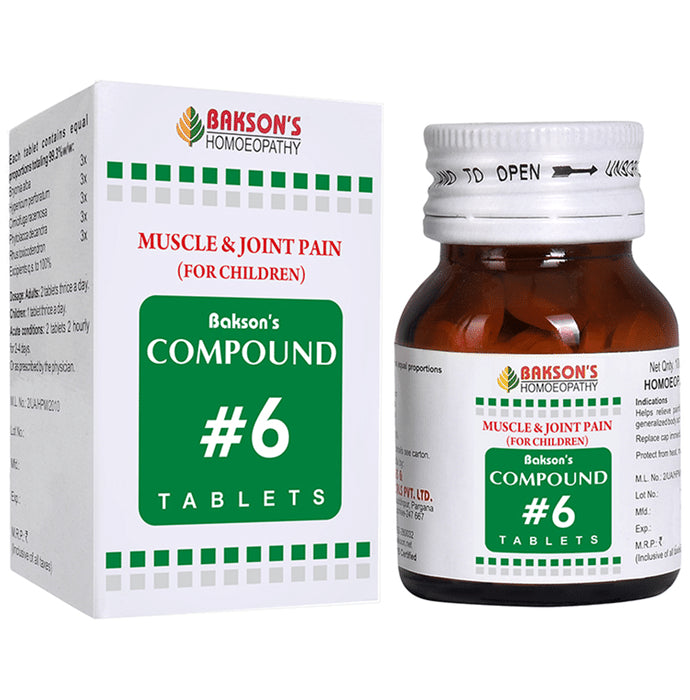 Bakson's Homeopathy Compound # 6 Pain Muscles Children Tablet - Classic Derma