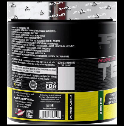Pole Nutrition Teazer Pre Workout Powder Lemon Lime