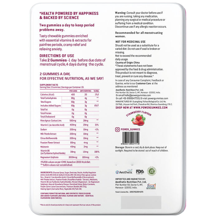 Power Gummies Combo Pack of Vitamins for Gorgeous Hair & Nails (60 Each) & Gummies for Period Pain Relief (10 Each)