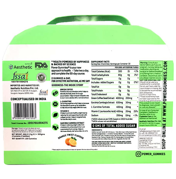Power Gummies The Beach Body Gummies with Green Coffee & Garcinia Cambogia for Weight Management (60 Each)