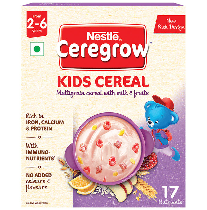 Nestle Ceregrow Multigrain Cereal with Milk & Fruits for 2-6 Years | Rich in Iron - Classic Derma