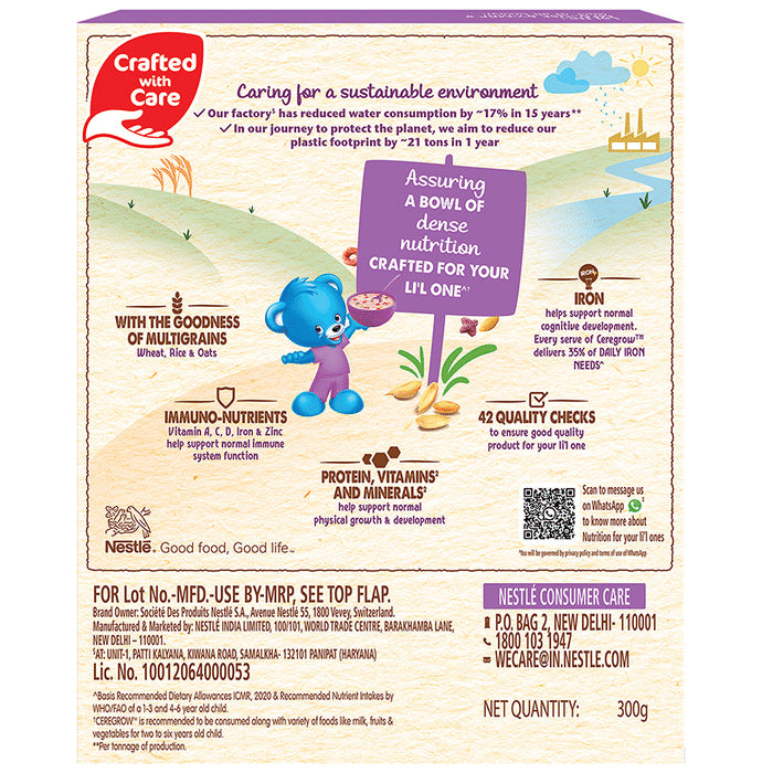 Nestle Ceregrow Multigrain Cereal with Milk & Fruits for 2-6 Years | Rich in Iron