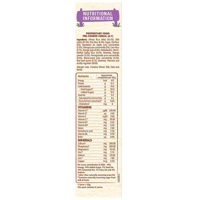 Nestle Ceregrow Multigrain Cereal with Milk & Fruits for 2-6 Years | Rich in Iron