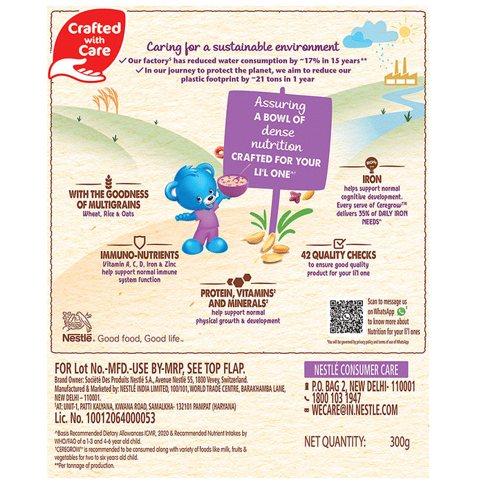 Nestle Ceregrow Multigrain Cereal with Milk & Fruits (from 3 to 6 Years) | For Immunity & Nutrition