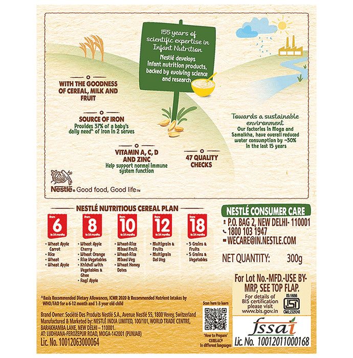 Nestle Cerelac Baby (10 months+) Cereal with Milk, Iron, Vitamins & Minerals | Wheat Honey Dates