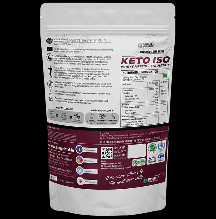 Primal Health Science Keto ISO Whey Protein Powder Rich Chocolate