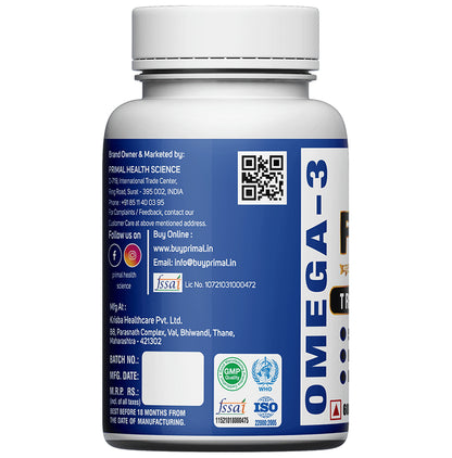 Primal Health Science Omega 3 Fish Oil Softgel Soft Gelatin Capsule