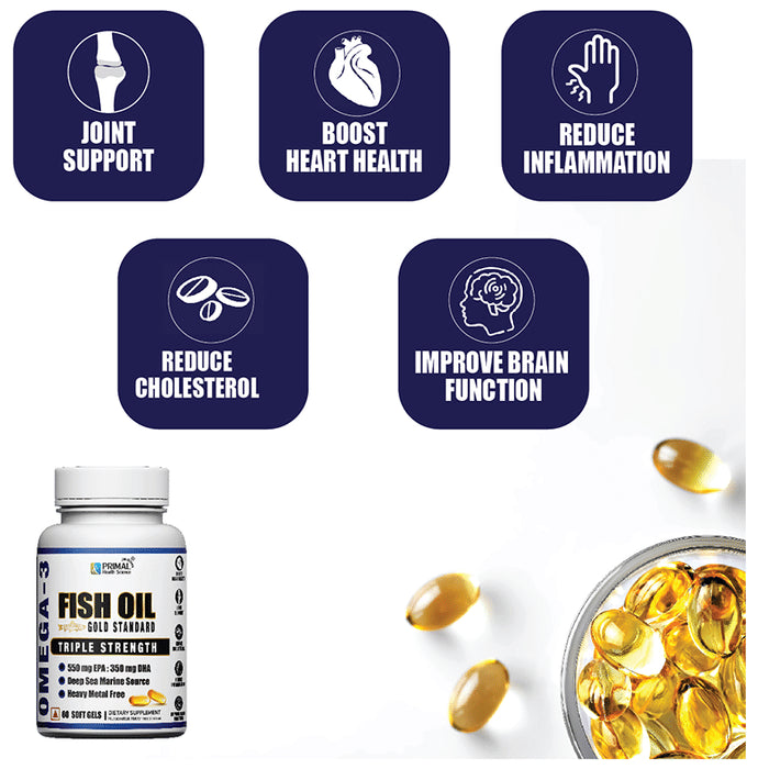Primal Health Science Omega 3 Fish Oil Softgel Soft Gelatin Capsule