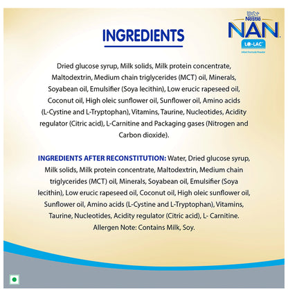 Nestle NAN LO-LAC Infant Formula Powder (Bag in Box Pack Powder