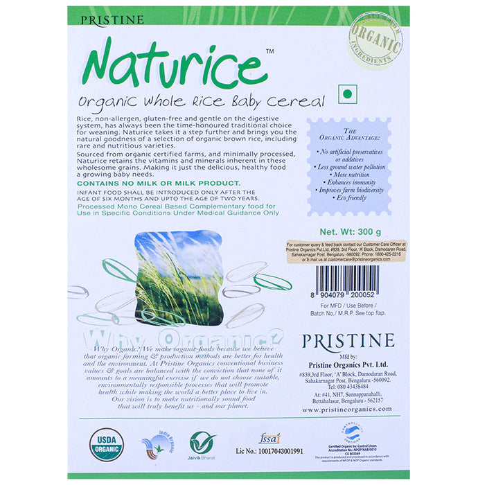 Pristine Naturice Organic Whole Rice Supplement For Children