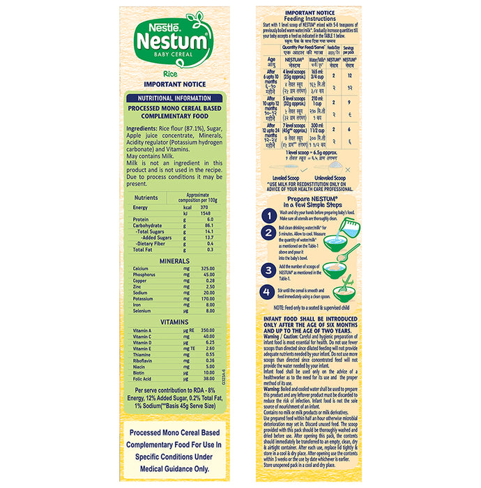 Nestle Nestum Baby Cereal From 6 to 24 Months Rice