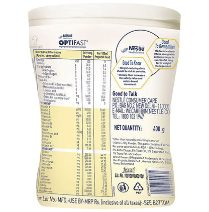 Nestle Optifast with Protein, Fibre, Vitamins & Minerals for Weight Management | Flavour Vanilla