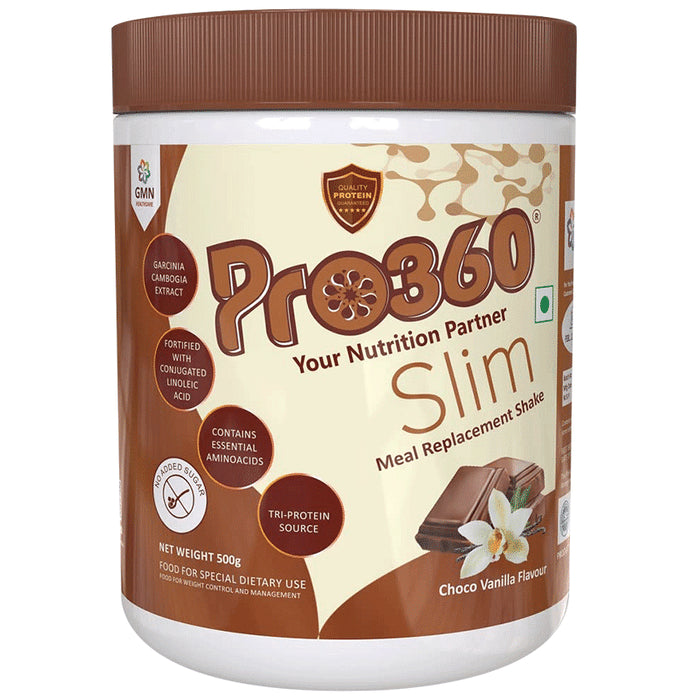 Pro360 Slim Protein with CLA & Garcinia for Nutrition | Sugar Free | Flavour Choco-Vanilla - Classic Derma