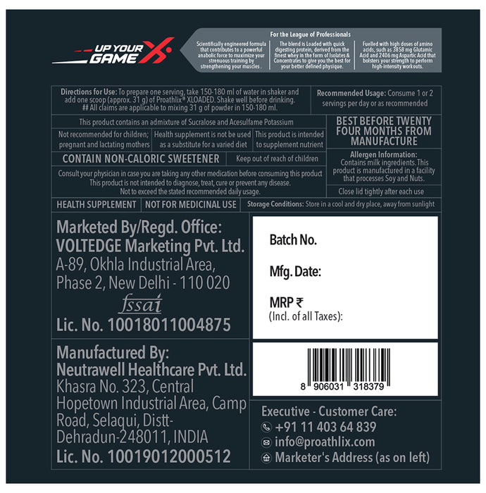 Proathlix Xloaded 80.6% Whey Protein Powder Cookie and Cream