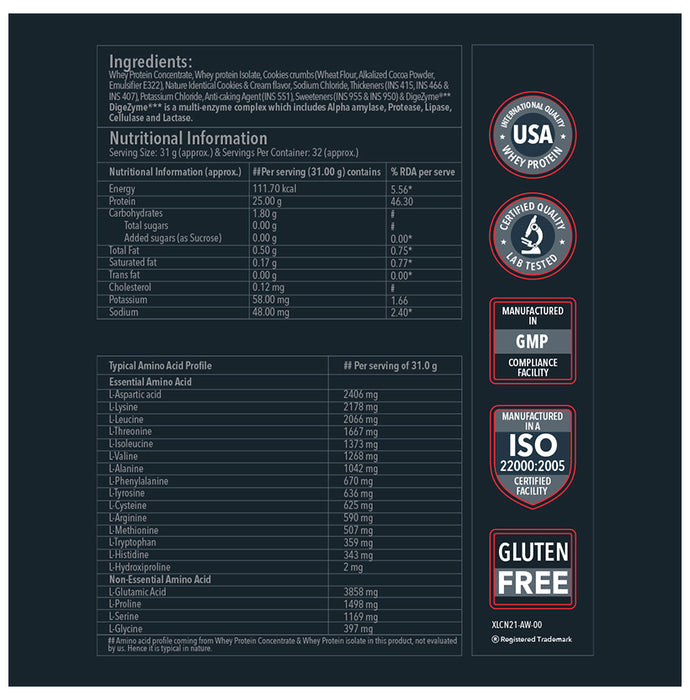Proathlix Xloaded 80.6% Whey Protein Powder Cookie and Cream