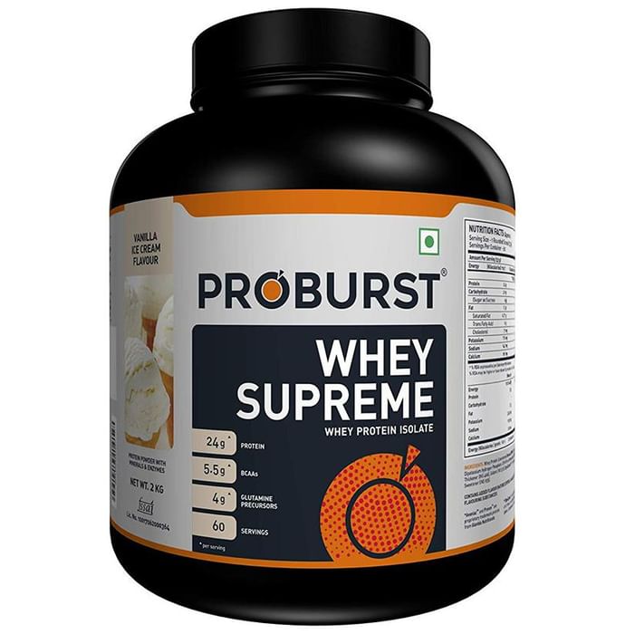 Proburst Whey Supreme Protein | With BCAAs & Glutamine for Muscle Recovery | Flavour Powder Vanilla Icecream - Classic Derma