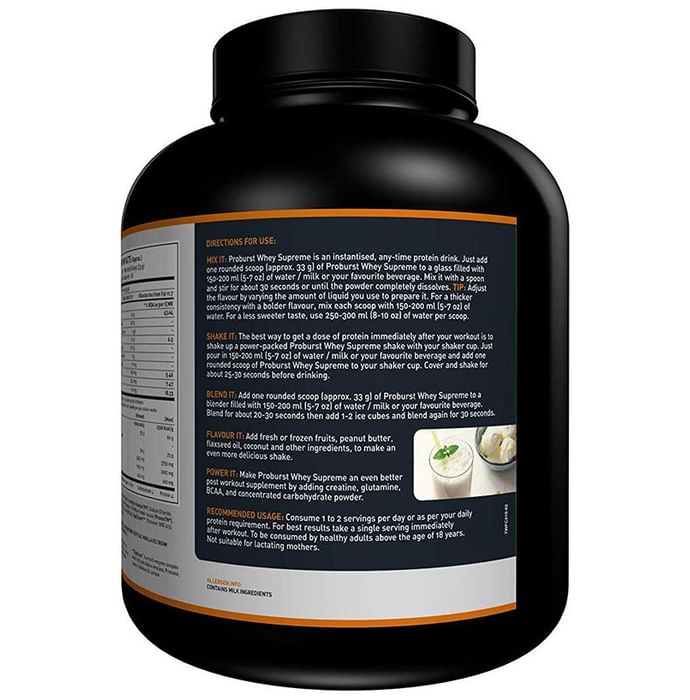 Proburst Whey Supreme Protein | With BCAAs & Glutamine for Muscle Recovery | Flavour Powder Vanilla Icecream