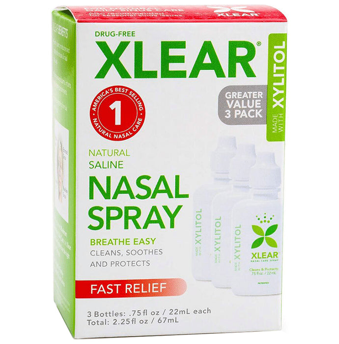 Xlear Natural Saline Nasal Spray with Xylitol (22ml Each) - Classic Derma