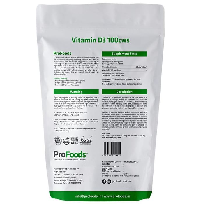 ProFoods Vitamin D3 100cws Powder