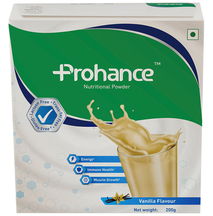 Prohance Complete Drink for Energy, Muscle Growth & Immunity | Flavour Powder Vanilla - Classic Derma