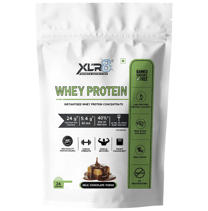 XLR8 Sports Nutrition Whey Protein Instantised Whey Protein Concentrate Milk Chocolate Fudge - Classic Derma