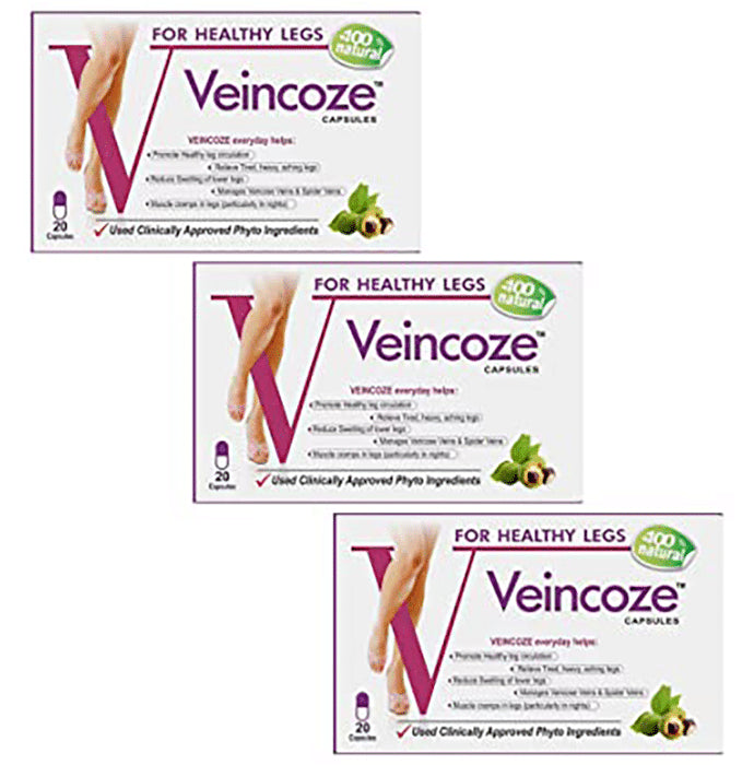 Veincoze Advanced Formula Capsule for Varicose Veins and Spider Veins Support (20 Each) - Classic Derma