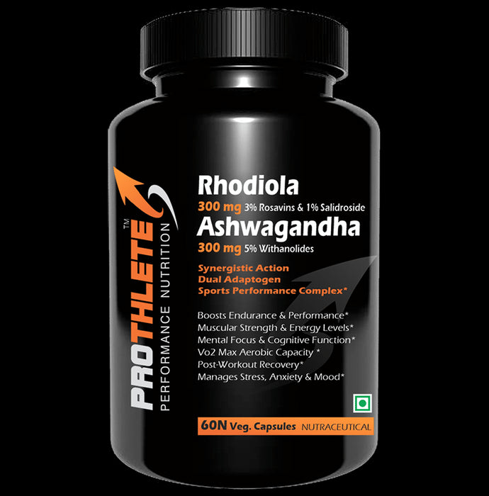 Prothlete Rhodiola 300mg 3% Rosavins & 1% Salidroside Ashwagandha 300mg 5% Withanolides Veg Capsule - Classic Derma