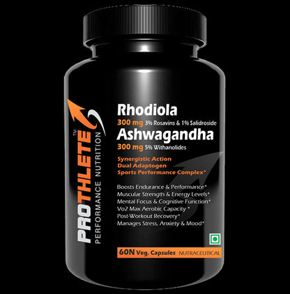 Prothlete Rhodiola 300mg 3% Rosavins & 1% Salidroside Ashwagandha 300mg 5% Withanolides Veg Capsule - Classic Derma