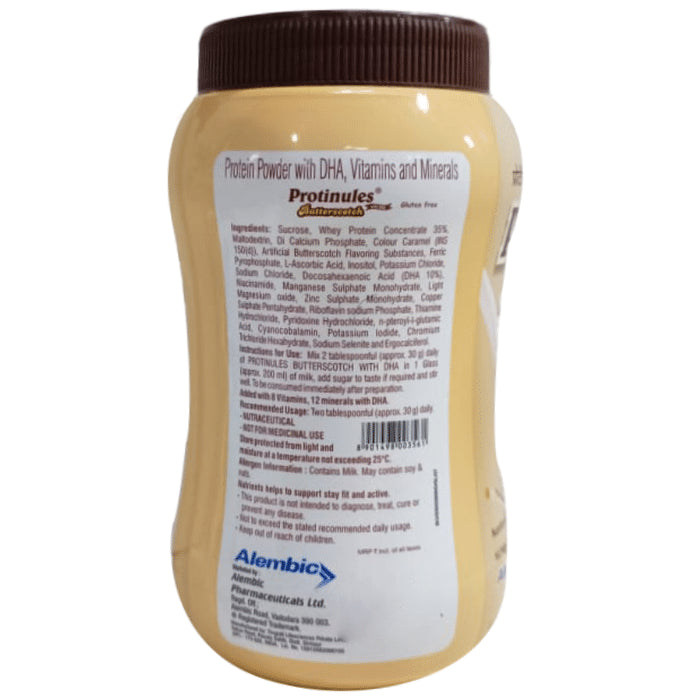 Protinules Powder with Whey Protein, DHA, Vitamins & Minerals | Flavour Butterscotch Gluten Free