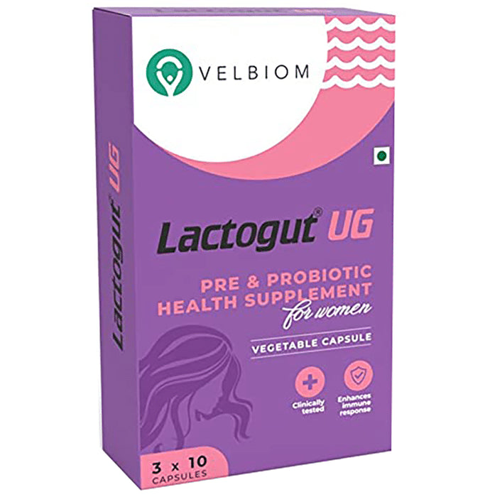 Velbiom Lactogut UG Pre & Probiotic Capsule for Women | Boosts Gut Health & Immunity - Classic Derma
