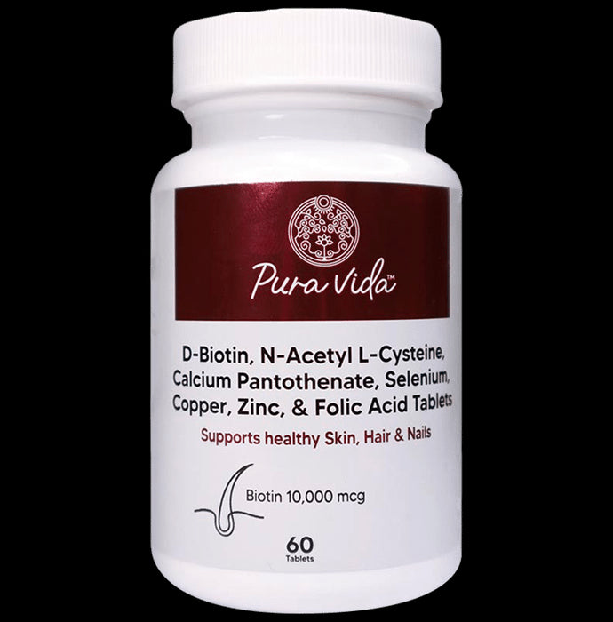 Pura Vida Biotin 10000 mcg Tablet - Classic Derma