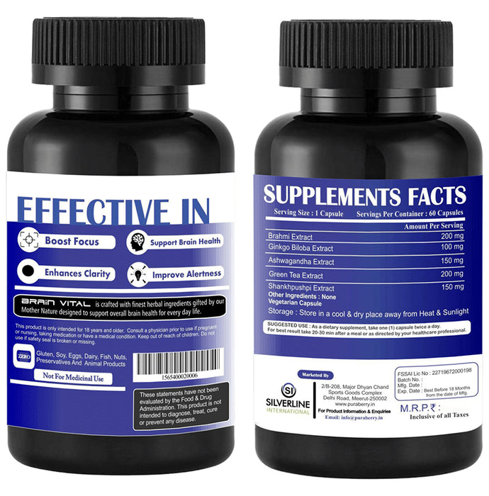 Puraberry Brain Vital 800mg Veggie Capsule