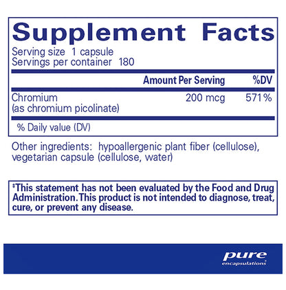 Pure Encapsulations Chromium Picolinate 200mcg Capsule