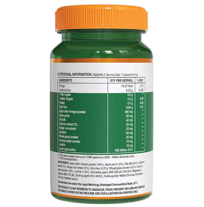 Pure Nutrition Apple Cider Vinegar 610mg Veg Capsule