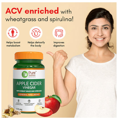 Pure Nutrition Apple Cider Vinegar 610mg Veg Capsule