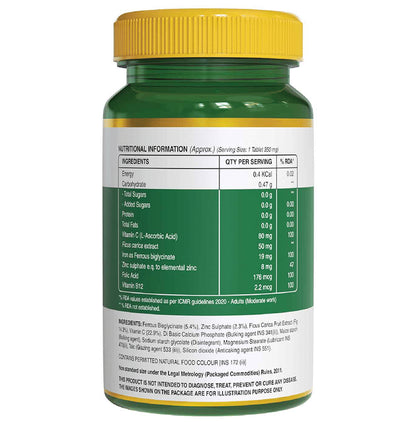 Pure Nutrition Iron with Folic Acid, Vitamin C & Zinc | For Haemoglobin Production | Tablet