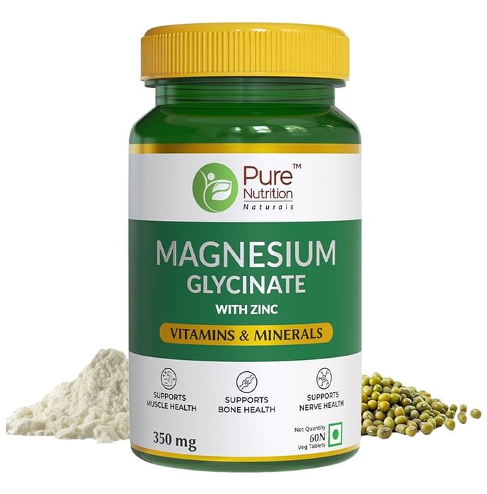 Pure Nutrition Magnesium Glycinate with Zinc for Bones, Muscles & Nerve Health | Veg Tablet - Classic Derma